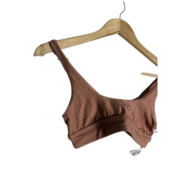 Vitamin A Sienna Ribbed Tank Bikini Top in Pink Sands Shimmer Size Small - Picture 3 of 8